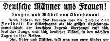 Aufruf zur HJ; "Linzer Volksblatt"